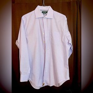 LAUREN Ralph Lauren Classic Fit light purple/white/maroon patterned dress shirt.
